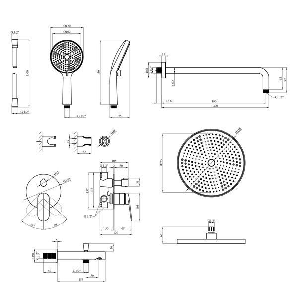 Душова система Kroner Element 211335A-3801 CV036006 фото
