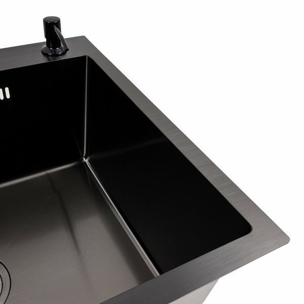 Комплект кухонної мийки Platinum Handmade 60*50 PVD pl23744 фото