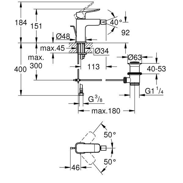 Змішувач для біде Grohe QuickFix Dice 1018770000 CV036216 фото