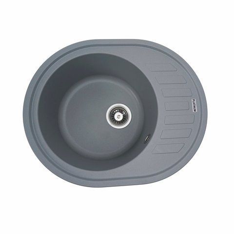 Гранитная мойка для кухни Platinum 6250 SOUL матовая Серый металлик 3433 фото