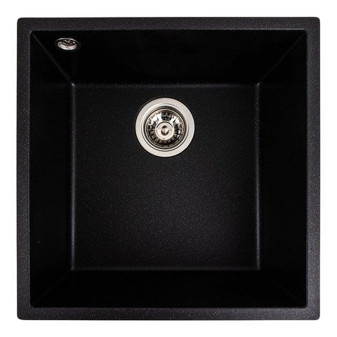 Гранитная мойка для кухни Platinum 4040 RUBA матовый черный металлик 41651 фото