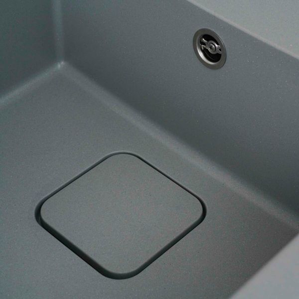 Гранитная мойка для кухни Platinum 7850 CUBE матовая Серый металлик 3192 фото