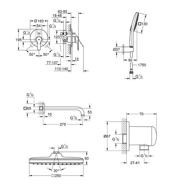 Душова система прихованого монтажу Grohe QuickFix Start UA25183007 CV030623 фото