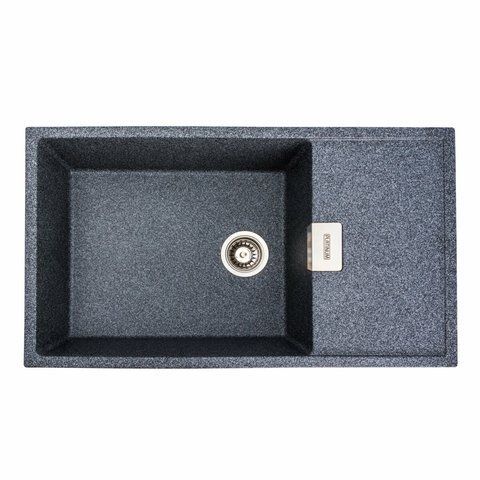 Гранітна мийка для кухні Platinum 8650 DIAMOND матова (графіт) 39819 фото