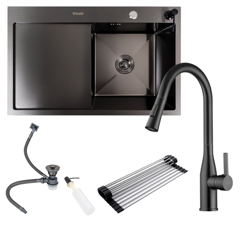Комплект кухонной мойки Valeso 78х50 RHM PVD ST08 Grafite SL47612 фото