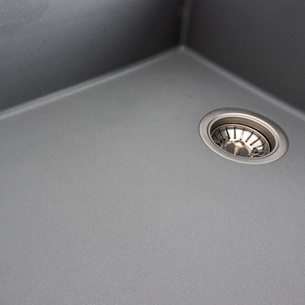 Гранітна мийка для кухні Platinum 8650 DIAMOND матова (сірий металік) 39826 фото