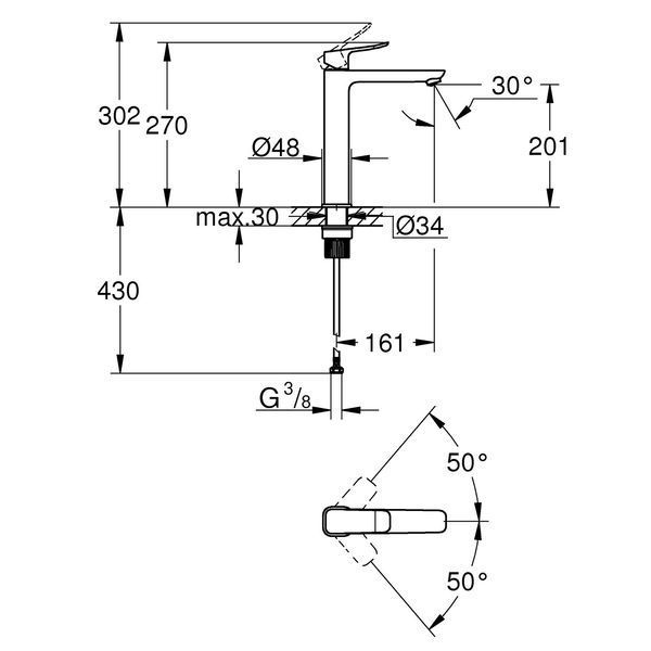 Змішувач для раковини Grohe QuickFix Dice XL-Size 1018920000 CV036220 фото