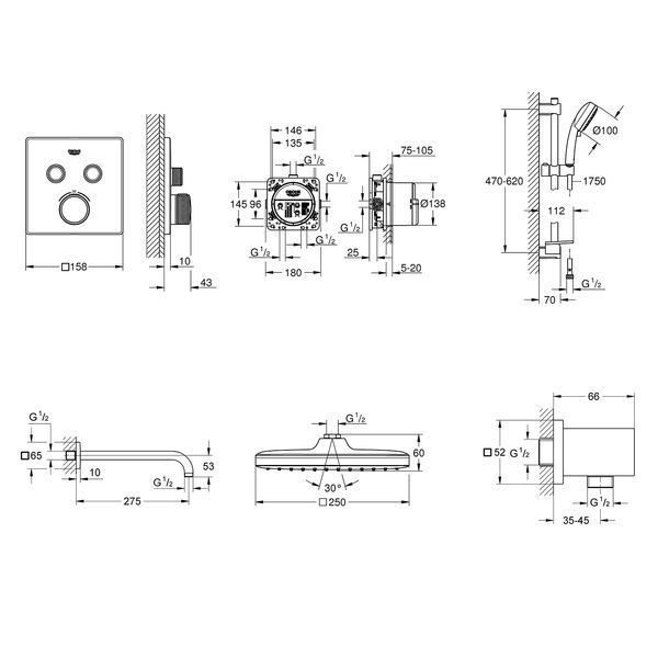 Душова система прихованого монтажу Grohe QuickFix SmartControl UA202801C2 CV030613 фото