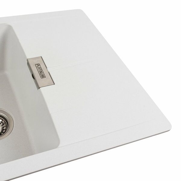 Гранітна мийка для кухні Platinum 6250 ZIRKONE матова Білосніжна 41585 фото