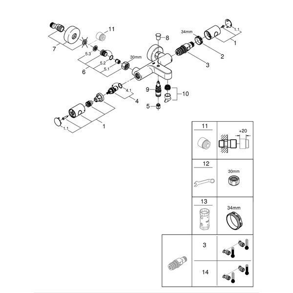 Смеситель термостатический для ванны Grohe QuickFix Precision Get 34774000 CV033581 фото