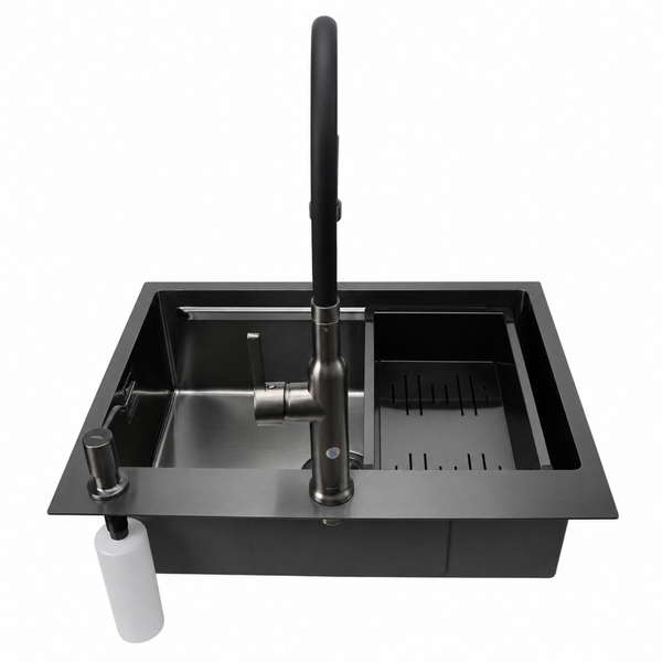 Комплект кухонной мойки 63х50HM PVD Pllen&oacute; Lazio ST07 Grafite SL43327 фото