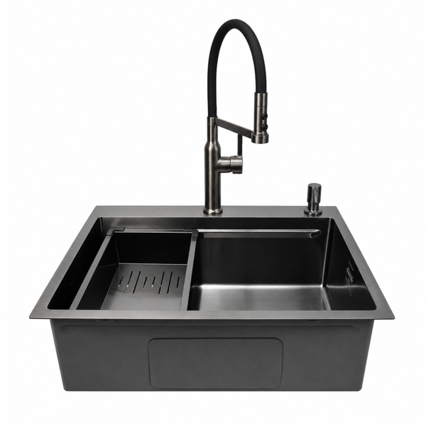 Комплект кухонной мойки 63х50HM PVD Pllen&oacute; Lazio ST07 Grafite SL43327 фото