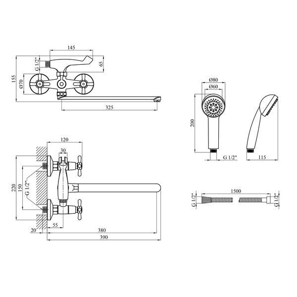 Смеситель для ванны Kroner KRP Royce - C070 CV029047 фото