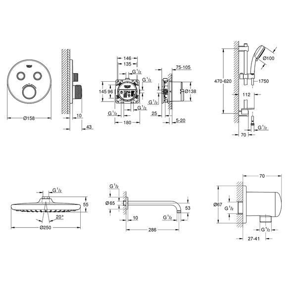 Душова система прихованого монтажу Grohe QuickFix SmartControl UA202801R2 CV030615 фото
