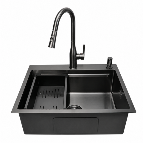 Комплект кухонної мийки 63х50HM PVD Pllen&oacute; Lazio ST08 Grafite SL43881 фото