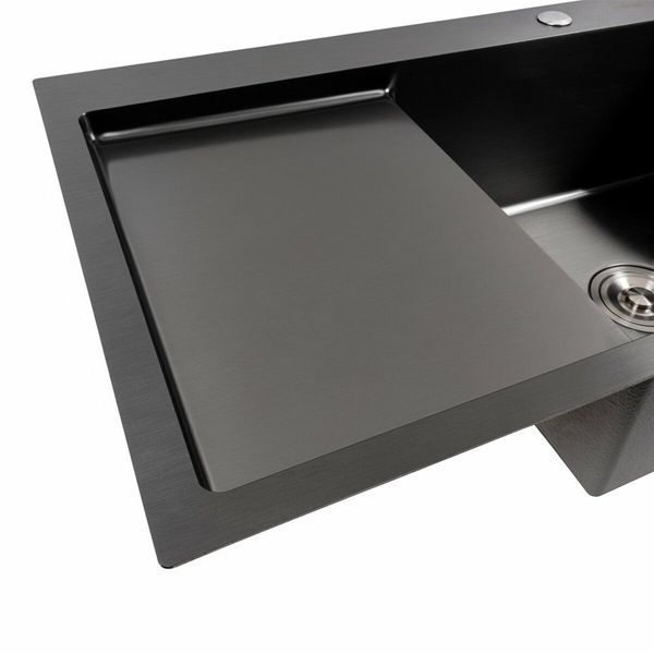 Кухонная мойка PVD черная 78*50 R Platinum Handmade (круглый сифон 3.0/0.8) 44566 фото