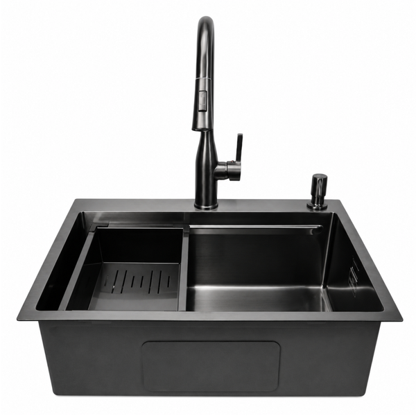 Комплект кухонної мийки 63х50HM PVD Pllen&oacute; Lazio ST08 Grafite SL43881 фото