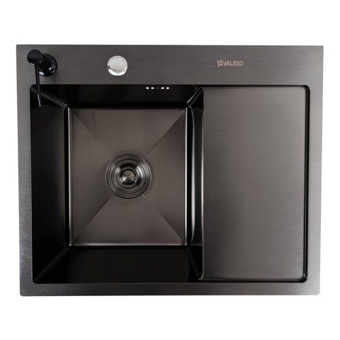 Кухонна мийка CM 58*48 L чорна PVD VALESO Handmade (круглий сифон 3,0/0,8) 45897 фото