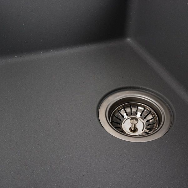 Гранітна мийка для кухні Platinum 6250 ZIRKONE матовий Сірий металік 41595 фото