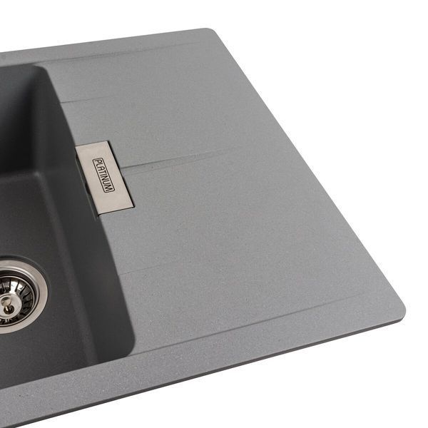 Гранітна мийка для кухні Platinum 6250 ZIRKONE матовий Сірий металік 41595 фото