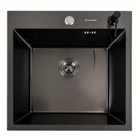 Кухонна мийка 50*50 PVD чорна Platinum Handmade ECN (2,0/0,5) 45916 фото
