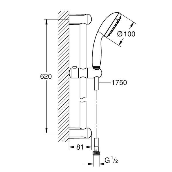 Душевой гарнитур Grohe New Tempesta 100 27853001 CV030546 фото