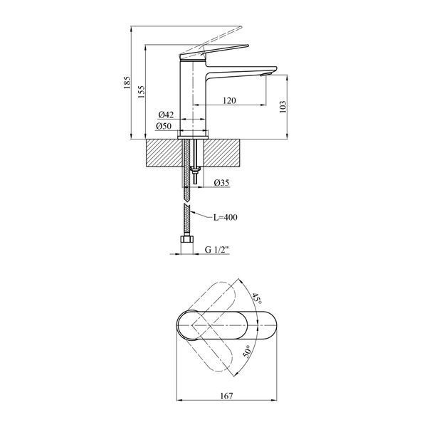 Змішувач для раковини Kroner Element 211110-5301 CV035940 фото