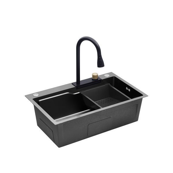 Кухонна мийка Kroner KRP Schwarze - SET7546HM PVD (3.0/0.7 мм) CV032277 фото