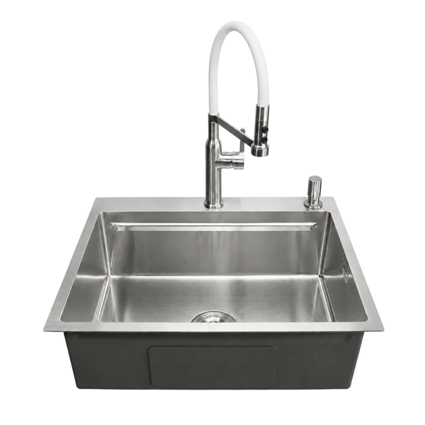 Комплект кухонної мийки Kroner KRP Geb&uuml;rstet 63х50HM ST16 WHI SL43417 фото