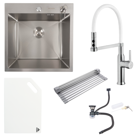 Комплект кухонной мойки Valeso 50х50HM WHI16 Kitchen Line SL73541 фото