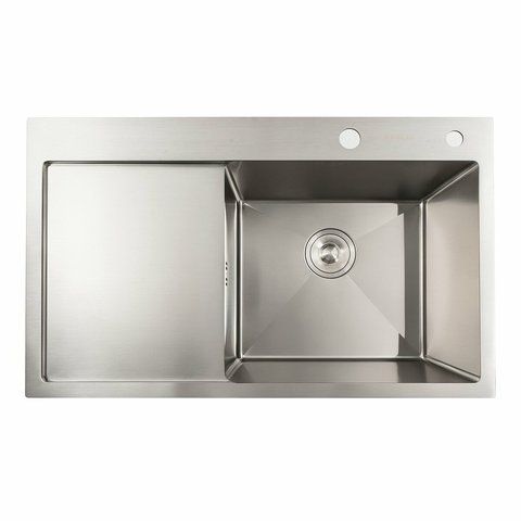 Кухонная мойка нержавейка 78*48 R Platinum Handmade (два отверстия, круглый сифон 3,0/0,8) 42216 фото