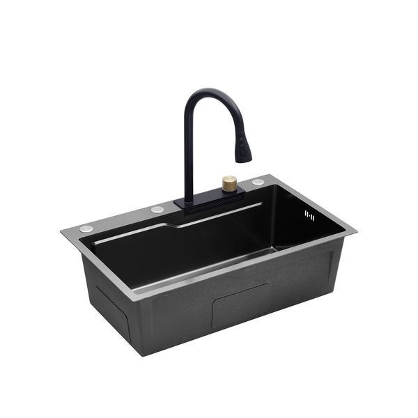 Комплект кухонной мойки Kroner KRP Schwarze - SET7546HM PVD ST02277 фото