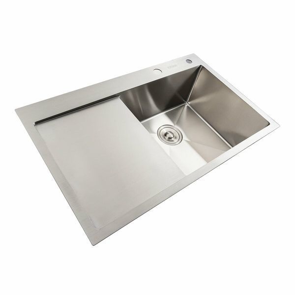 Кухонная мойка нержавейка 78*48 R Platinum Handmade (два отверстия, круглый сифон 3,0/0,8) 42216 фото