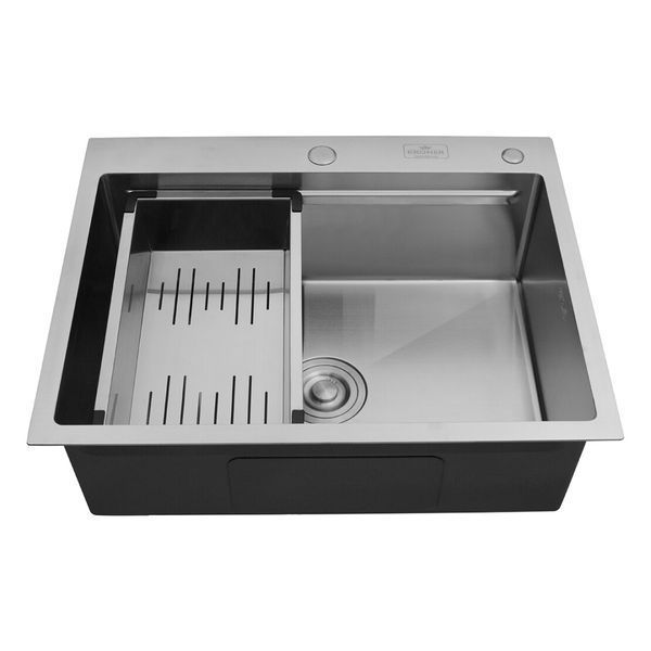 Комплект кухонной мойки Kroner KRP Geb&uuml;rstet 63х50HM ST17 GRA SL43730 фото