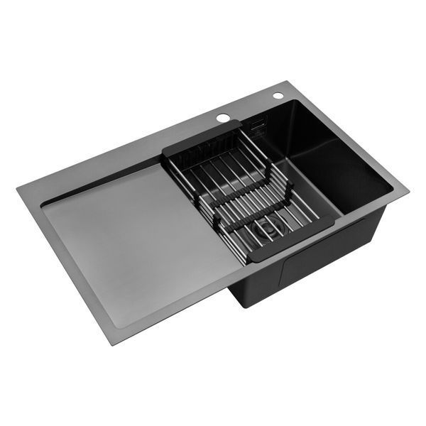 Комплект кухонної мийки Kroner KRP Schwarze - 7849RHM PVD Lazio ST430087 фото