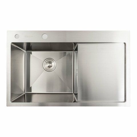 Кухонна мийка нержавійка 78*48 L Platinum Handmade (два отвори, круглий сифон 3,0/0,8) 42217 фото