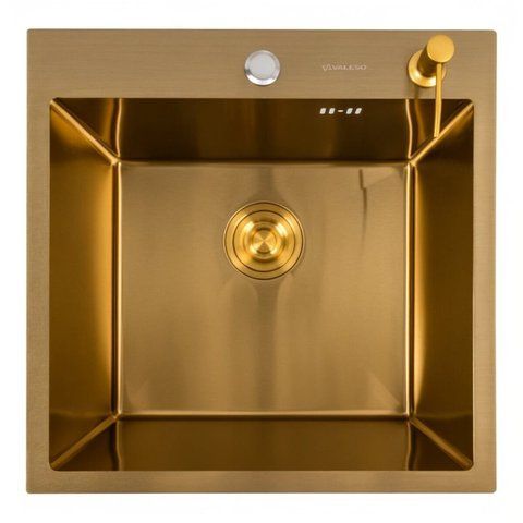 Кухонна мийка 50*50 PVD Gold Valeso Handmade (сифон круглий, 3,0/0,8) 45921 фото