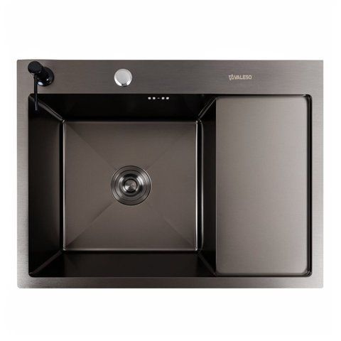 Кухонна мийка CM 65*50 L чорна PVD VALESO Handmade (круглий сифон 3,0/0,8) 45901 фото