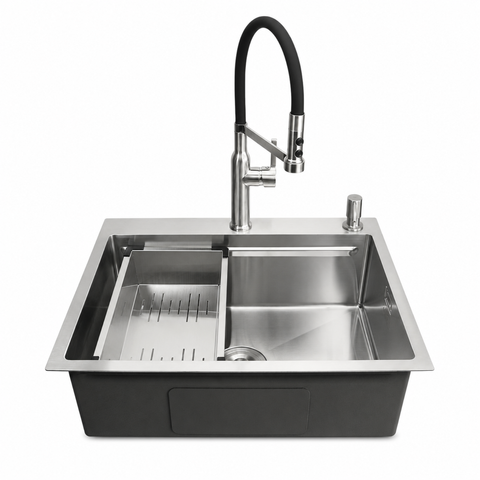 Комплект кухонної мийки Kroner KRP Geb&uuml;rstet 63х50HM ST04 BLK SL43711 фото