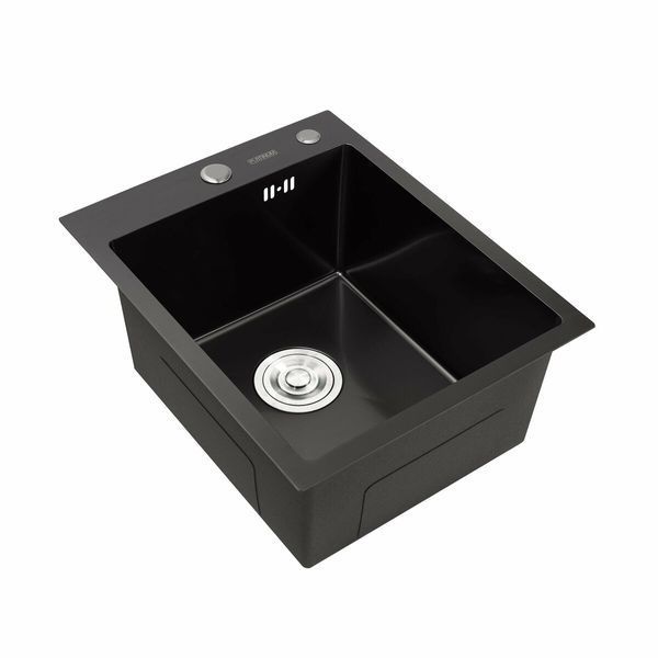 Кухонная мойка 40*50 Platinum Handmade PVD черная (сифон круглый 3,0/0,8) 44873 фото