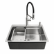 Комплект кухонной мойки Kroner KRP Geb&uuml;rstet 63х50HM ST04 BLK SL43711 фото 1