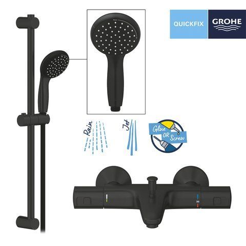 Змішувач термостатичний для ванни Grohe QuickFix Precision Start Black UA303907T1 CV032751 фото