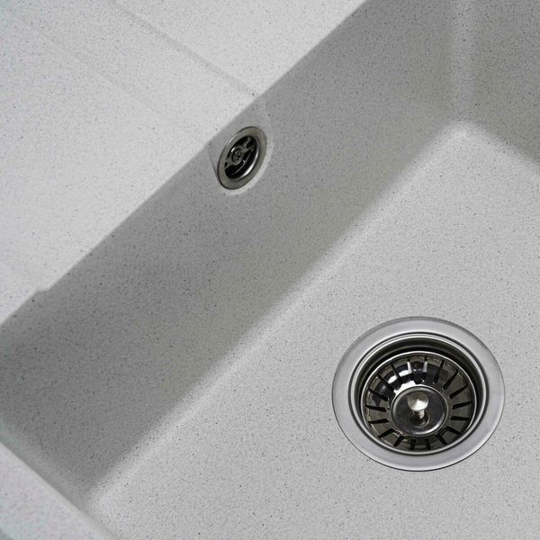 Гранітна мийка для кухні Platinum 5851 ARIA матова Біла в крапку 3991 фото