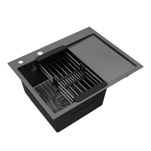 Кухонная мойка Kroner KRP Schwarze - 6350LHM PVD (3.0/1.0 мм) CV031322 фото