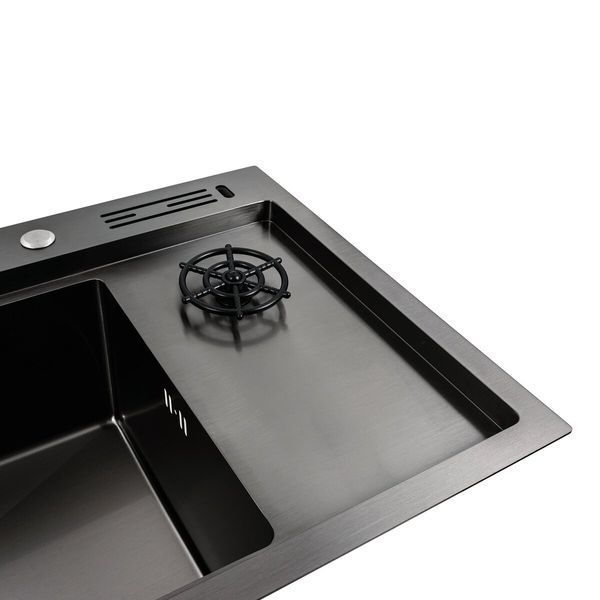 Кухонна мийка чорна PVD 78*46 Platinum Handmade 42225 фото