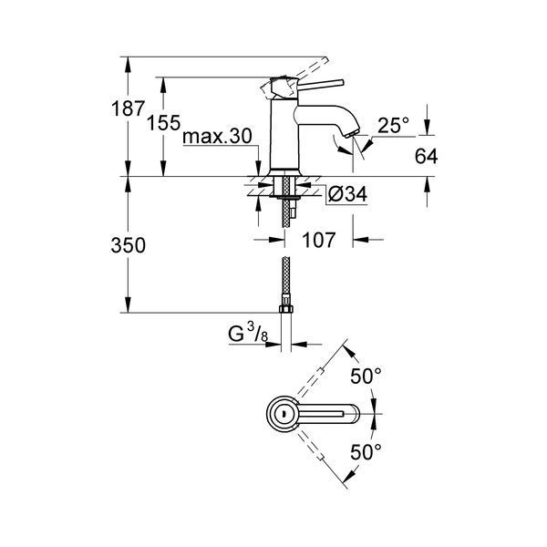 Смеситель для раковины Grohe BauClassic S-Size 23162000 CV032458 фото