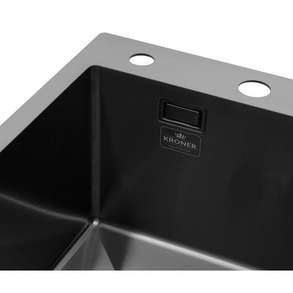 Комплект кухонной мойки Kroner KRP Schwarze 6350LHM PVD ST06 nero SL42179 фото