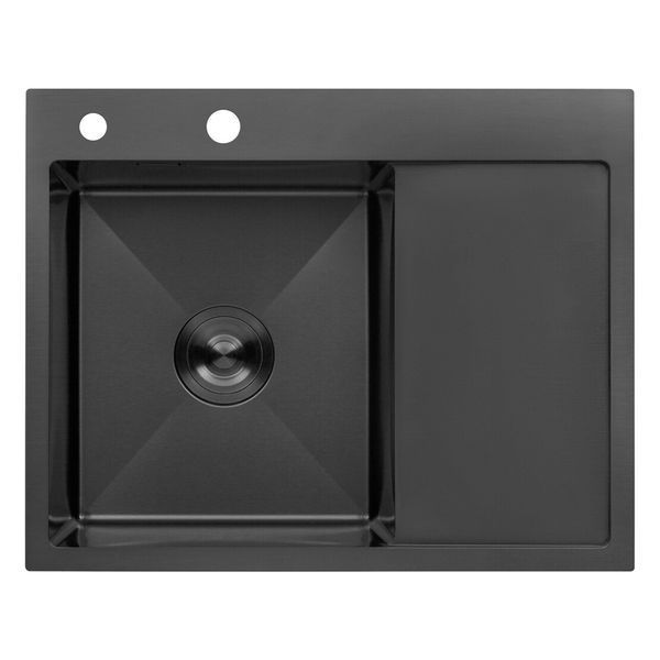 Комплект кухонной мойки Kroner KRP Schwarze 6350LHM PVD ST06 nero SL42179 фото