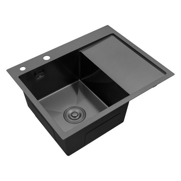 Комплект кухонной мойки Kroner KRP Schwarze 6350LHM PVD ST06 nero SL42179 фото