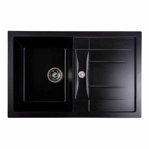 Гранітна мийка для кухні Platinum 7850 TROYA матова Чорна 3268 фото